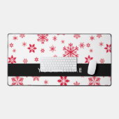 Rote Schneeflocken, Ihr Name, Personalisieren Schreibtischunterlage (Tastatur & Maus)