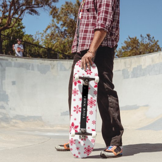 Rote Schneeflocken, Ihr Name, Personalisieren Skateboard (Außenbereich 2)