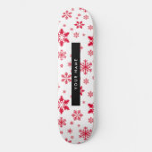 Rote Schneeflocken, Ihr Name, Personalisieren Skateboard (Vorderseite)