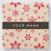 Rote Schneeflocken, Ihr Name, Personalisieren Steinuntersetzer (Vorderseite)
