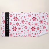 Rote Schneeflocken, Ihr Name, Personalisieren Strandtuch (Vorderseite)