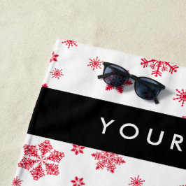 Rote Schneeflocken, Ihr Name, Personalisieren Strandtuch