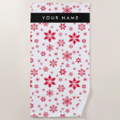 Rote Schneeflocken, Ihr Name, Personalisieren Strandtuch (Vorderseite)