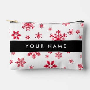 Rote Schneeflocken, Ihr Name, Personalisieren Zubehörtasche
