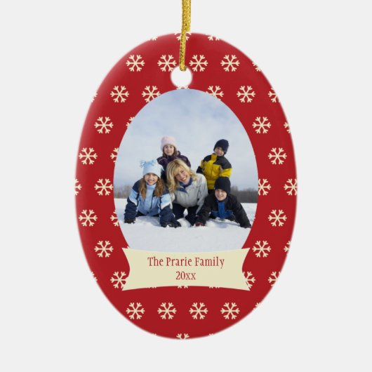 Rote Schneeflocken Keramik Ornament (Vorne)