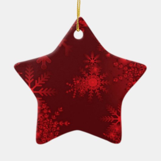 Rote Schneeflocken Keramikornament (Vorne)