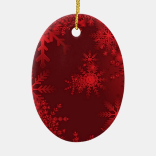 Rote Schneeflocken Keramikornament (Vorne)
