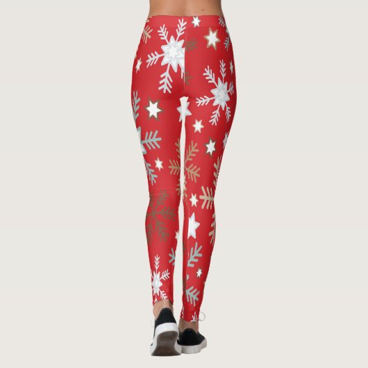 Rote Schneeflocken Leggings (Rückseite)