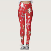 Rote Schneeflocken Leggings (Vorderseite)