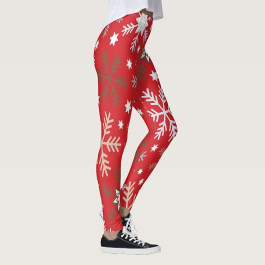 Rote Schneeflocken Leggings (Rechts)