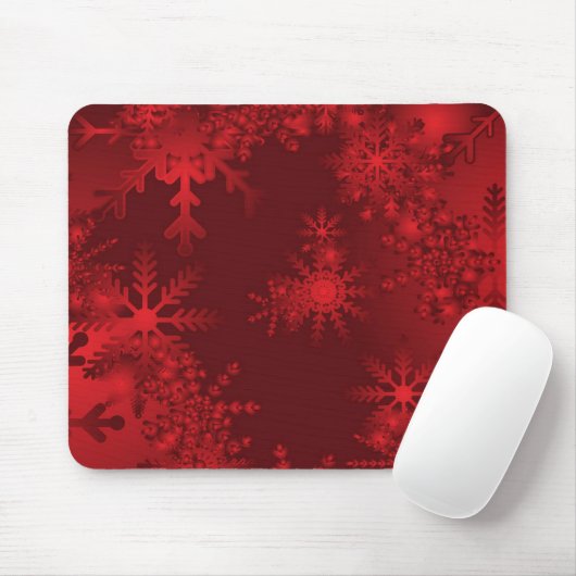 Rote Schneeflocken Mousepad (Mit Mouse)