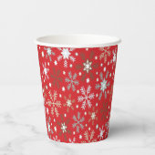 Rote Schneeflocken Pappbecher (Rückseite)