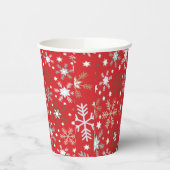 Rote Schneeflocken Pappbecher (Links)