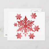 Rote Schneeflocken Postkarte (Vorne/Hinten)