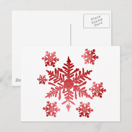 Rote Schneeflocken Postkarte (Vorne/Hinten)