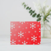Rote Schneeflocken Postkarte (Stehend Vorderseite)