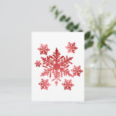 Rote Schneeflocken Postkarte (Stehend Vorderseite)