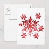 Rote Schneeflocken Postkarte (Vorne/Hinten)