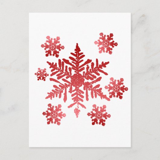 Rote Schneeflocken Postkarte (Vorderseite)