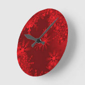 Rote Schneeflocken Runde Wanduhr (Winkel)