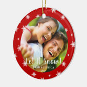 Rote Schneeflocken Runde Weihnachten Keramik Ornament (Links)