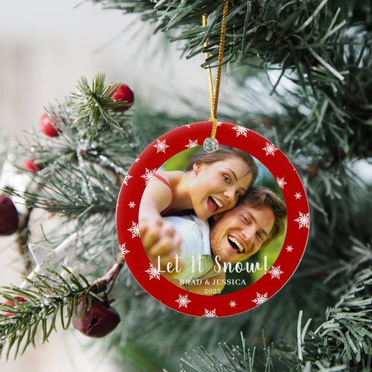 Rote Schneeflocken Runde Weihnachten Keramik Ornament