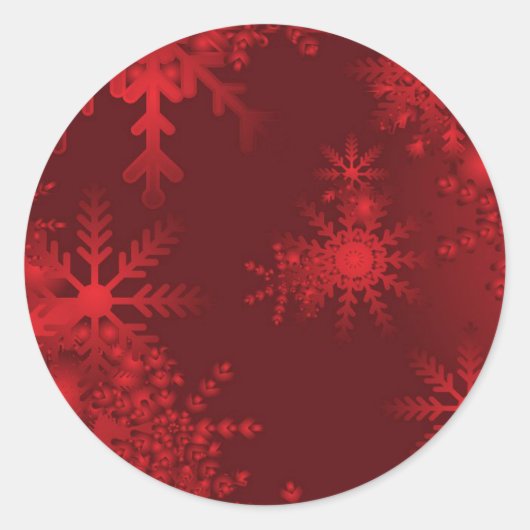 Rote Schneeflocken Runder Aufkleber (Vorderseite)