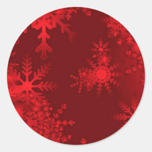 Rote Schneeflocken Runder Aufkleber