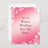 Rote Schneeflocken Save the Date Postkarte (Vorne/Hinten)