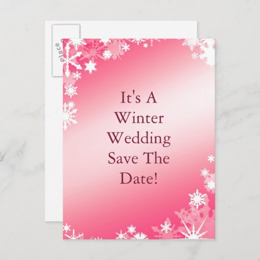 Rote Schneeflocken Save the Date Postkarte (Vorne/Hinten)