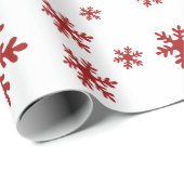 Rote Schneeflocken Schnee Winter Weihnachtsfeierta Geschenkpapier (Rolleneckpunkt)