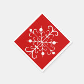 Rote Schneeflocken Servietten (Ecke)