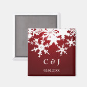 Rote Schneeflocken speichern die Dattelmagnete Magnet (Vorderseite/Rückseite)