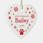 Rote Schneeflocken Sterne Weiße Weihnachtsgebäck Keramik Ornament (Rechts)