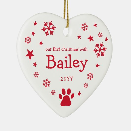 Rote Schneeflocken Sterne Weiße Weihnachtsgebäck Keramik Ornament (Rechts)