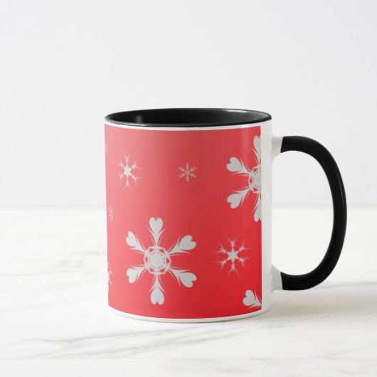 Rote Schneeflocken-Tasse Tasse (Rechts)