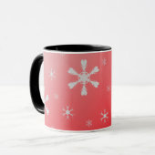 Rote Schneeflocken-Tasse Tasse (Vorderseite Links)