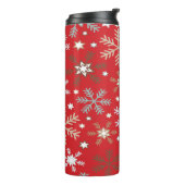 Rote Schneeflocken Thermosbecher (Nach links gedreht)