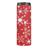 Rote Schneeflocken Thermosbecher (Rückseite)