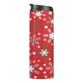 Rote Schneeflocken Thermosbecher (Nach rechts gedreht)