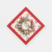 Rote Schneeflocken und Santa Paper Napkin Serviette (Ecke)