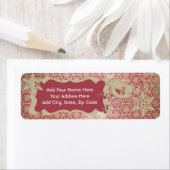 Rote Schneeflocken und Vogel-Rücksendeadressen-Auf (Insitu)