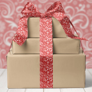 Rote Schneeflocken und Wirbel Weihnachten Satinband