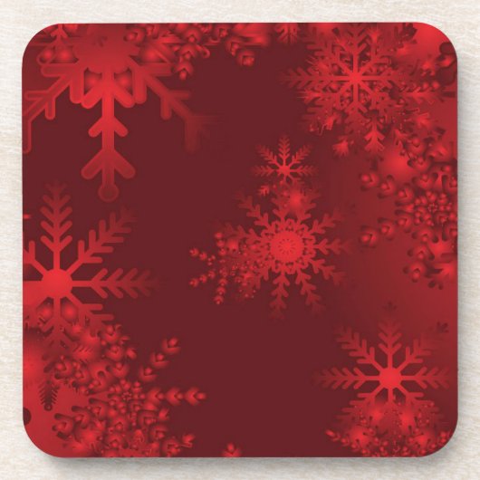 Rote Schneeflocken Untersetzer (Vorderseite)