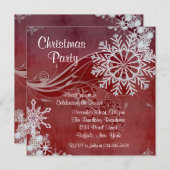 Rote Schneeflocken Weihnachten Party Einladungen (Vorne/Hinten)