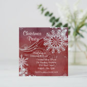 Rote Schneeflocken Weihnachten Party Einladungen (Stehend Vorderseite)