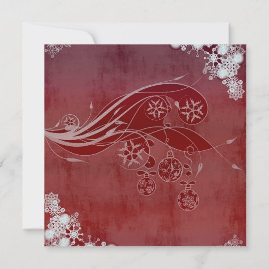 Rote Schneeflocken Weihnachten Party Einladungen (Rückseite)