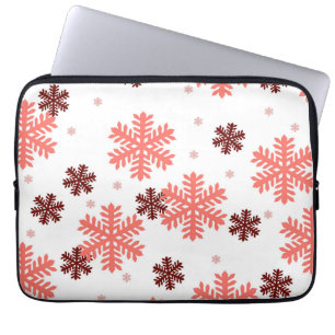 Rote Schneeflocken Weihnachtsmuster Schneemuster d Laptopschutzhülle