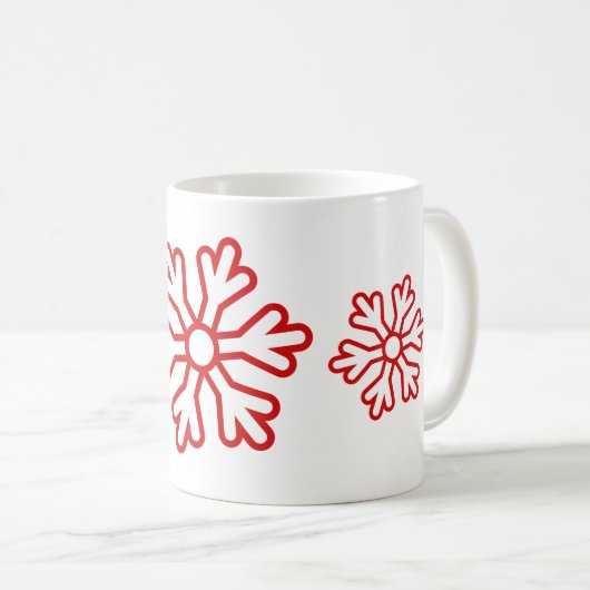 Rote Schneeflocken weiß Kaffeetasse (VorderseiteRechts)