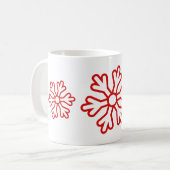 Rote Schneeflocken weiß Kaffeetasse (Vorderseite Links)